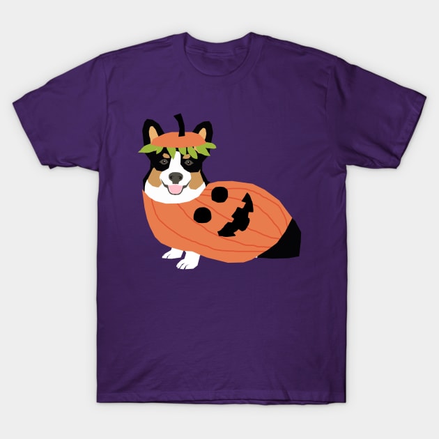 Pumpkin Tri Corgi T-Shirt by friendlypets